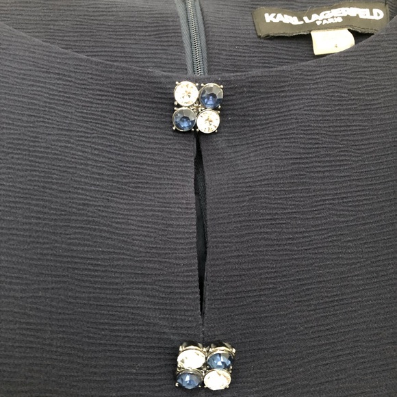 NWOT Karl Lagerfeld Paris Dress size 4 with 2 crystal buttons. Never used. - Picture 3 of 5